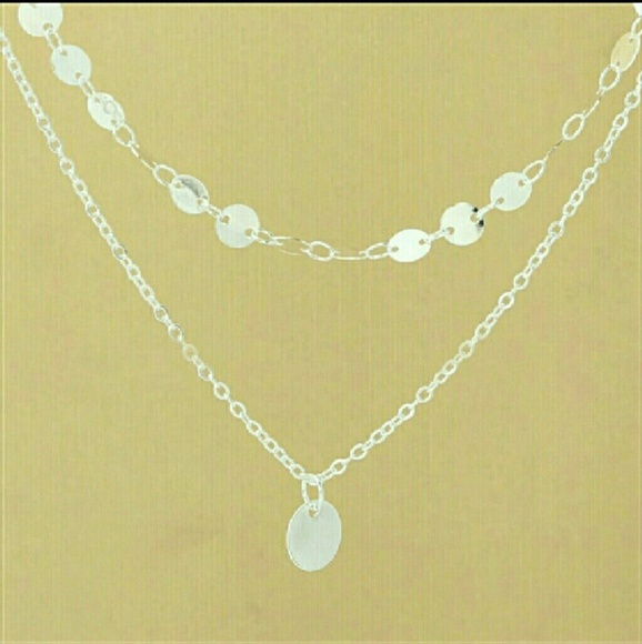 💕4 for $25💕Two Layer Silver Coin Necklace - Picture 2 of 3